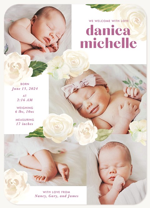 Floral Blossoms Baby Announcements