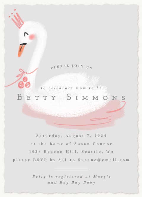 Swan Princess Baby Shower Invites