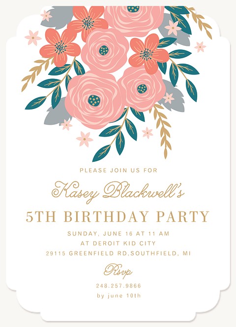 Woodland Floral Kids Birthday Invitations