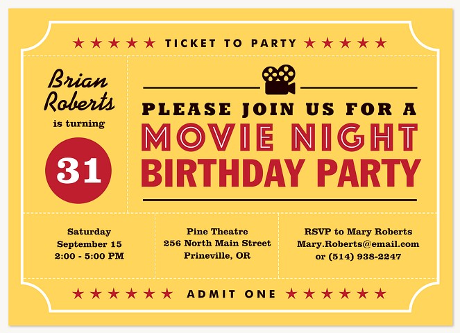 Admit One Adult Birthday Party Invitations