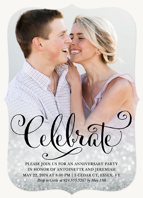 Shimmering Glitter Wedding Anniversary Invitations