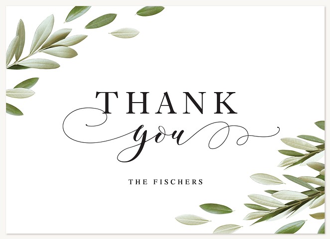 Simple Greenery Wedding Thank You Cards