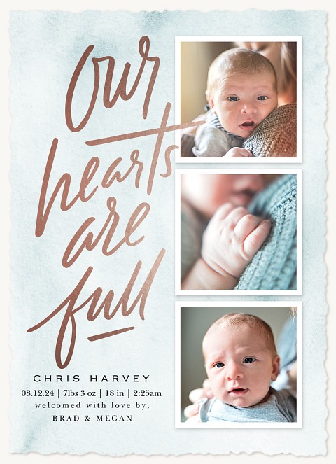 Full Hearts Boy Baby Announcements