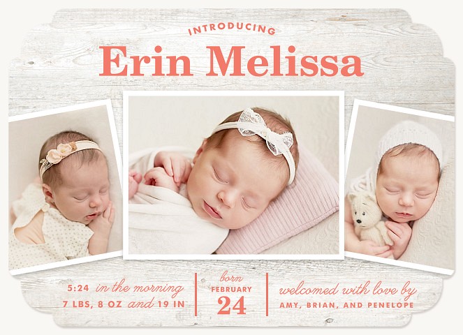 Rustic Trio Girl Baby Announcements