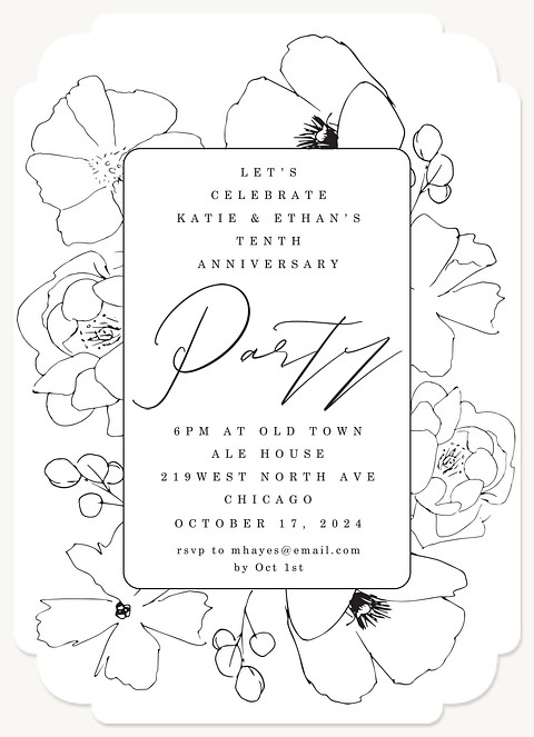  Floral Sketch Party Invitations