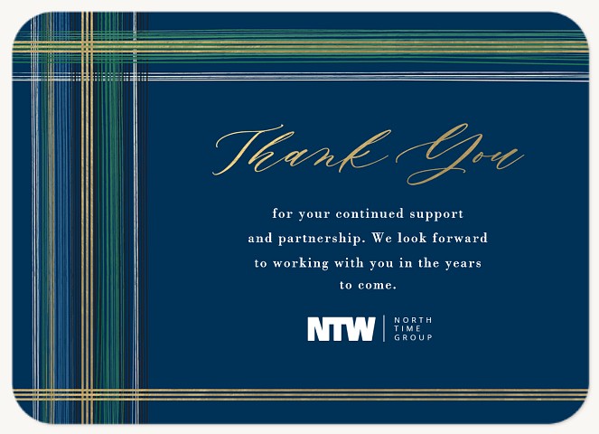 Stately Plaid Business Thank You Cards