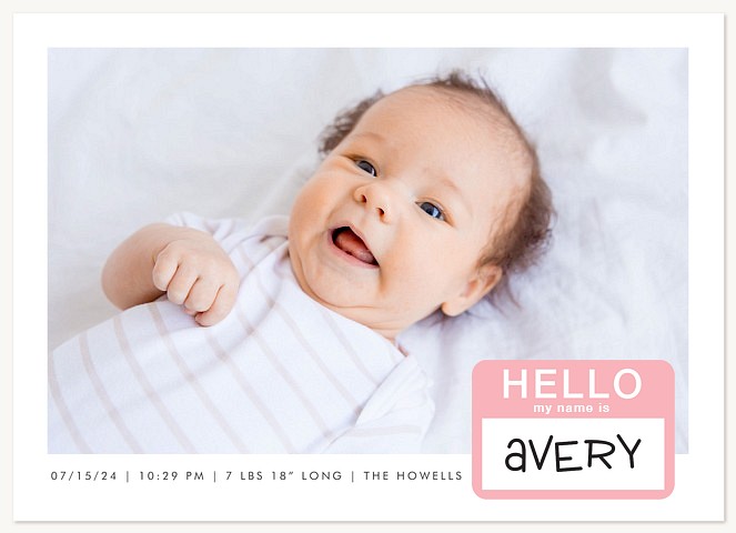 Hello Tag Baby Announcements