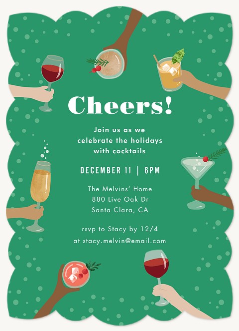 Festive Cocktails Holiday Party Invitations