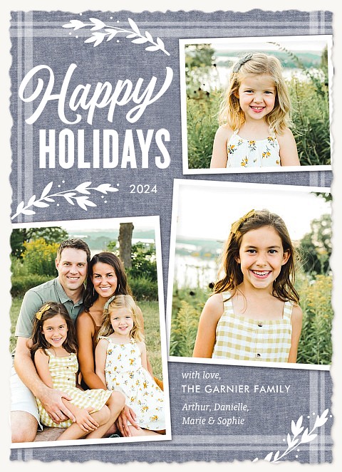 Rustic Chambray Personalized Holiday Cards
