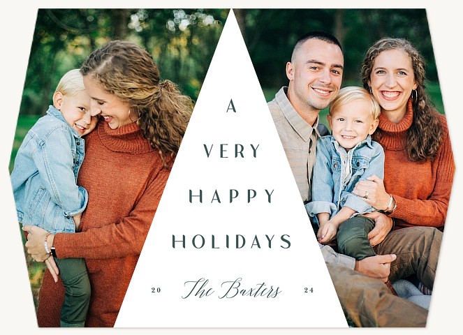 Geometric Pine Personalized Holiday Cards