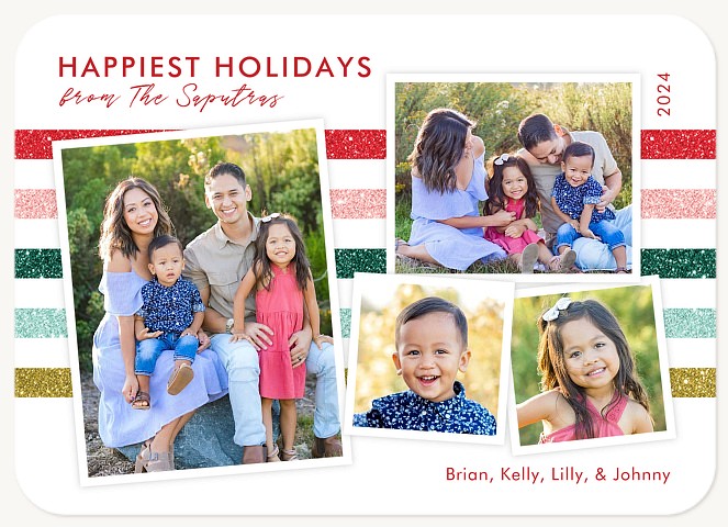 Sparkling Stripes Personalized Holiday Cards