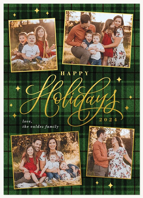 Emerald & Gold Personalized Holiday Cards