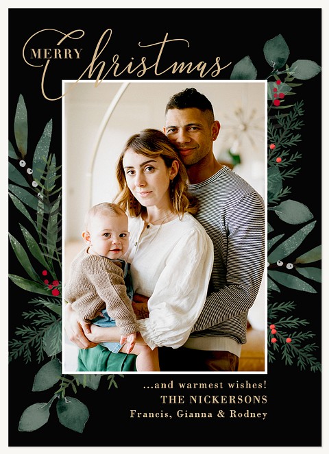 Festive Greenery Personalized Holiday Cards