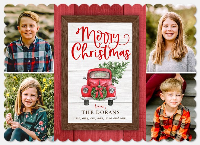 Retro Pickup Holiday Photo Cards