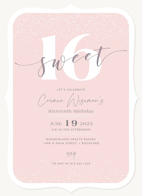 Sweet Glitter Teen Birthday Invitations