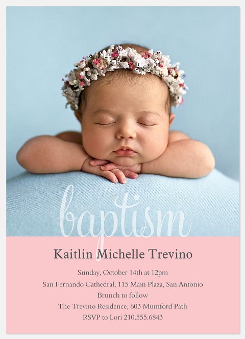 Blush Blessing Baptism Christening Invitations