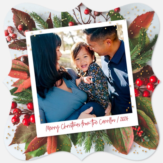 Leafy Frame Holiday Photo Cards