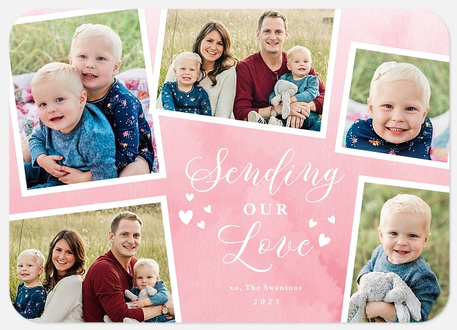 Watercolor Love Valentine Photo Cards