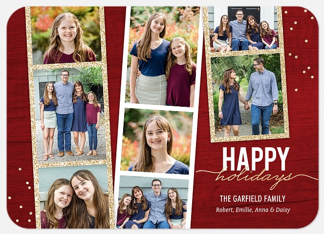 Rustic Photo Strips Holiday Photo Cards