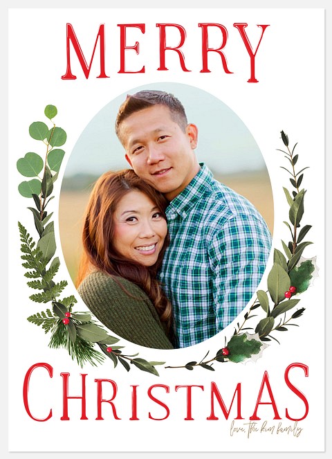 Floral Frame Holiday Photo Cards