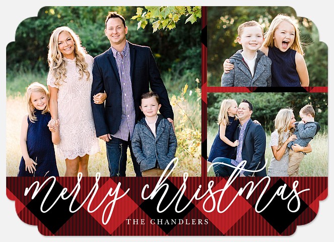 Buffalo Plaid Trio Holiday Photo Cards