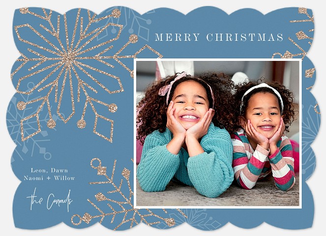 Snowflakes & Glitter Holiday Photo Cards