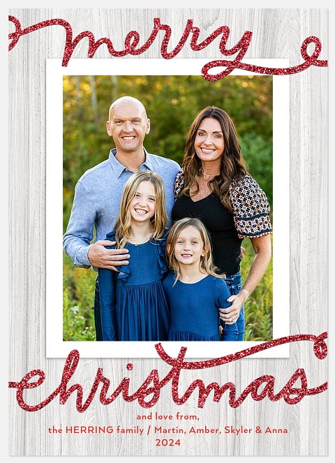 Monoline Glitter Holiday Photo Cards