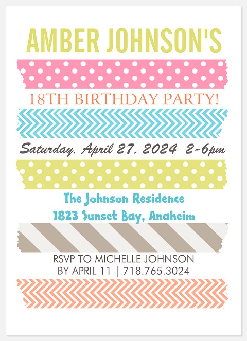 Mini Ribbons Kids' Birthday Invitations