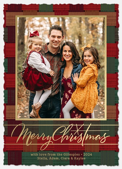 Woven Texture Holiday Photo Cards