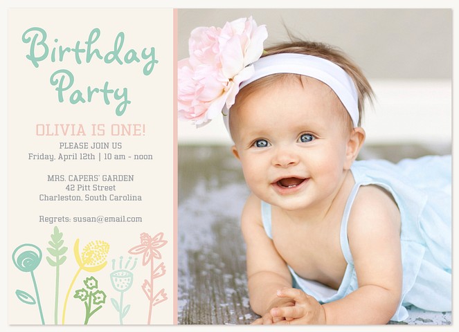 Garden Festivities Kids Birthday Invitations