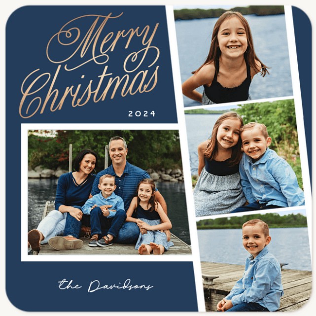 Fancy Four Square Personalized Holiday Cards