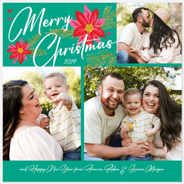 Dancing Poinsettias Holiday Photo Cards