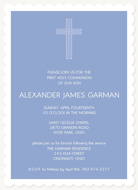 Classic Serenity First Communion Invitations