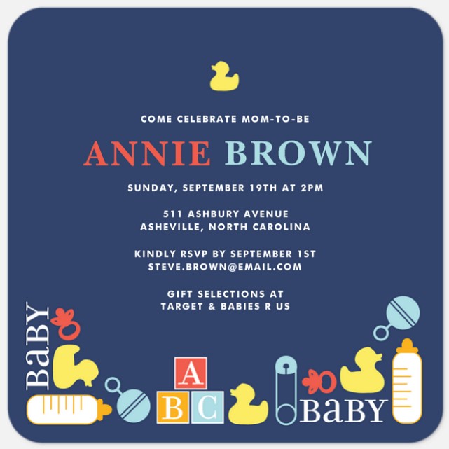 Baby Essentials Baby Shower Invitations