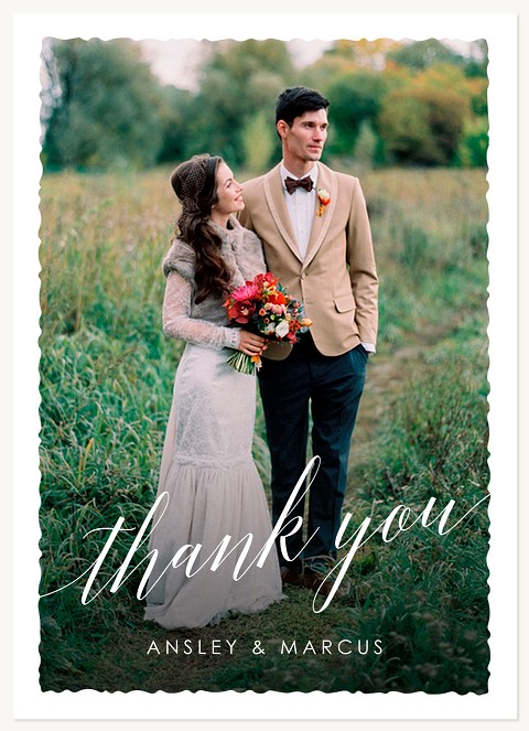 Deckled Edge Thanks Wedding Thank You Cards