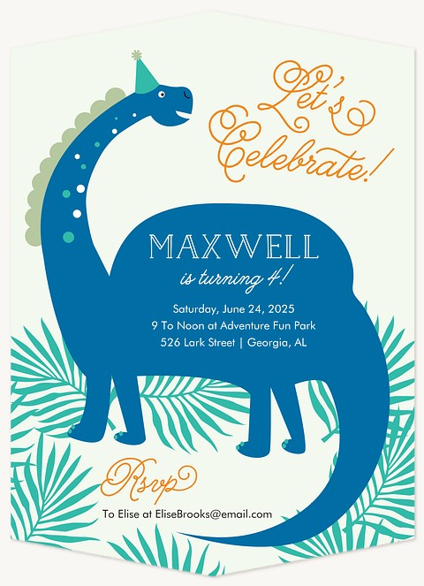 Dino Jubilation  Kids Birthday Invitations