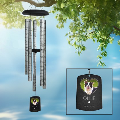 Whispering Paws Pet Photo Memorial 44 Inch Wind Chime