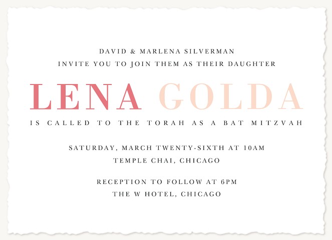 Feminine Flair Bat Mitzvah Invitations