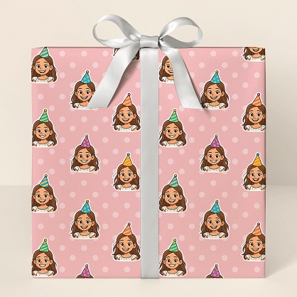 Cartoon of You Party Hat Wrapping Paper