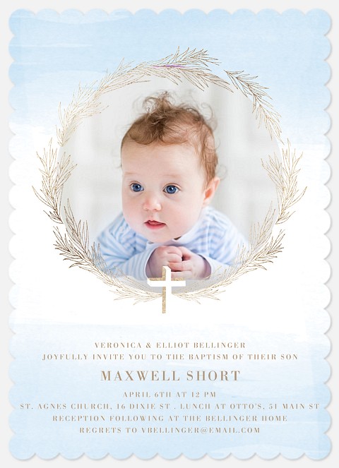 Cross & Wreath Baptism Christening Invitations