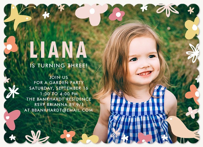 In The Garden Girl Birthday Party Invitations