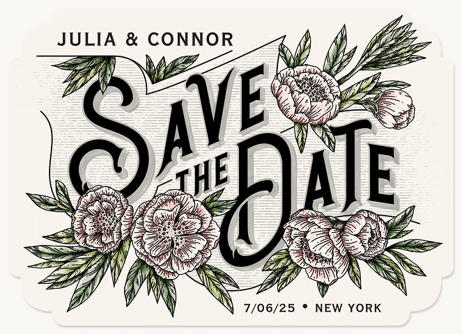 Vintage Botanicals Save the Date Cards