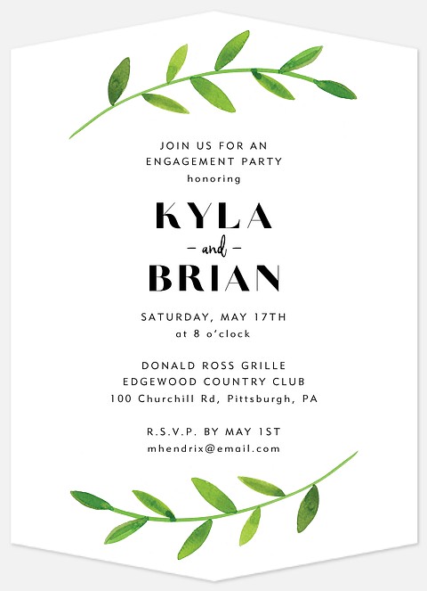 Simple Laurels Engagement Party Invitations