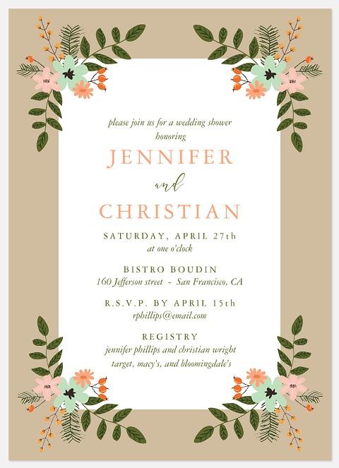 Folksy Floral Bridal Shower Invitations