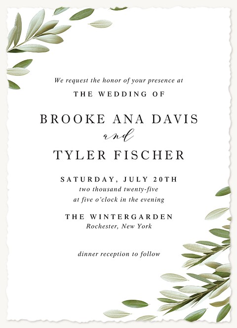 Simple Greenery Wedding Invitations