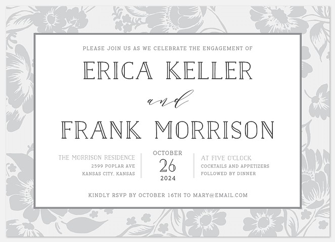 Antique Garden Engagement Party Invitations