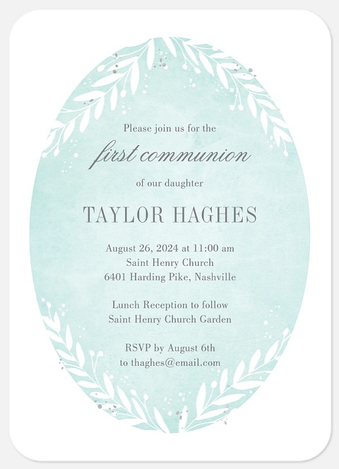 Lush Boughs First Communion Invitations