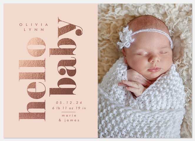 Rosy Hello Baby Birth Announcements