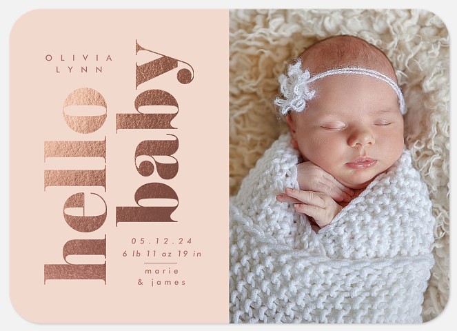 Rosy Hello Baby Birth Announcements