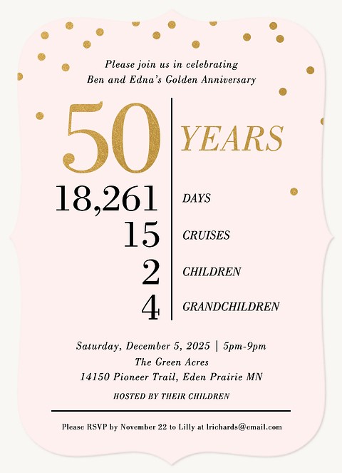 50 Things Wedding Anniversary Invitations